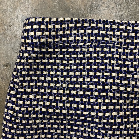 J Crew Postage Stamp Mini Skirt Navy Tweed Lurex 4 - Picture 5 of 9